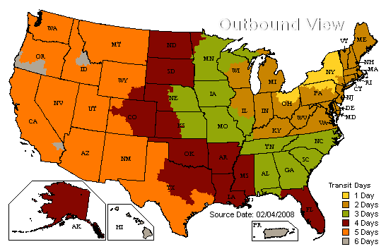 UPS Shipping map